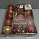SHareconn 80pcs Christmas Balls Ornaments Set, Contemporary Light Luxury Gift Set, Shatterproof Plastic Decor for Xmas Tree Holiday Wedding Party Decorations with Hanging Strings,Red and Gold