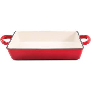 Crock Pot Artisan 13 Inch Enameled Cast Iron Lasagna Pan, Scarlet Red