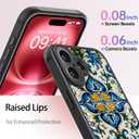 FUNMIKO for iPhone 16 Case Wireless Charging & Military-Grade Protection - Trendy Floral Design for Women Girls, Matte Non-Slip Phone Cover with Shockproof Corners - Exquisite Motif