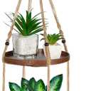 2 Tier Macrame Plant Hanger | Plant Hanger Indoor, Hanging Planter | Hanging Planter Shelf (Jute) (Large, 12" Shelf)