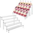 2Pcs Acrylic Risers Display Stand for Action Figures, 5 Tier Clear Display Collectibles Dessert Holder, Durable Showcase Display Shelf for Toys Jewels Figurines Cosmetics Decoration and Organizer