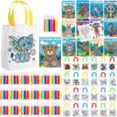 Pasimy 72 Pcs Mandala Animals Coloring Set Include 24 Mandala Animal Coloring Books 24 Color Your Own Gift Bags 24 Sets Markers for Kids DIY Painting Art Birthday Party Favor Classroom Activity Craft