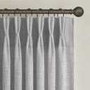 Unique Light Grey Pinch Pleat Thick Natural Linen 86 Inch Office Curtains 2 Panels Set, Memory Shape Light Filtering Semi Sheer Farmhouse Windows Curtain with Back Tab Privacy Protect Nursery Drapes