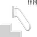Hand Rails for Outdoor 1-2 Steps, Indoor Stairs, Bathroom, Wall Mount Non-Slip U-Shape Stair Hand Railing White Right 1 Pack