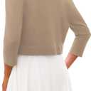 CPOKRTWSO Women's 3/4 Sleeve Cropped Cardigan Sweaters Open Front Bolero Shrugs for Women S-XL (Beige, S)