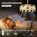 Crystal Caged Ceiling Fans Lights: 18.9'' Farmhouse Fandelier Ceiling Fan with Remote 6 Speeds Gold Semi Flush Mount Industrial Chandelier Modern Low Profile Ventilador de Techo for Bedroom Kitchen