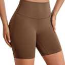 BAYDI Clouduxi Biker Shorts for Women 6" High Waisted Workout Gym Running Shorts Womens Buttery Soft Yoga Pants (Brown, S)