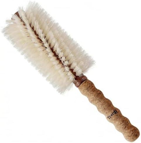 TRENFI Boar Bristle Round Brush for Blow Drying and Blowout — 2.75 Inch Dual-Fiber Boar and Nylon Barrel with Cork Handle for Volume, Fine to Medium Hair