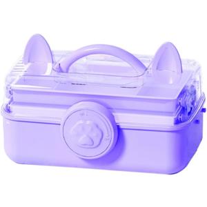 Cute Cat Ear Hair Accessories Organizer 3-Layers Jewelry Storage Box Cat Switch Organizer Box Jewelry Plastic Hair Accessories Holder for Home School Office