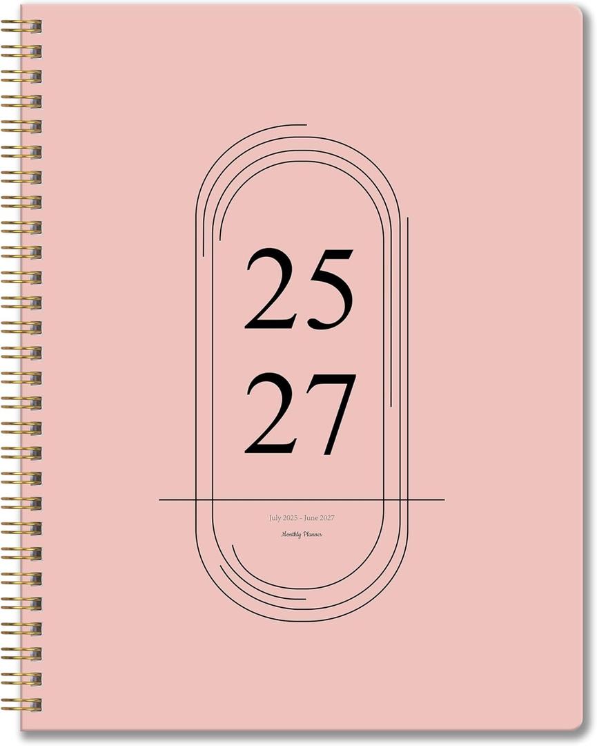 6 x 2026-2027 Monthly Planner, Jan 2026-June 2027, A4 (8.5" x 11"), 2 Year Monthly Planner, 24 month Calendar, Simple Calendar Planner Notebook Cardboard Cover, Suitable for Schools & Offices, Pink