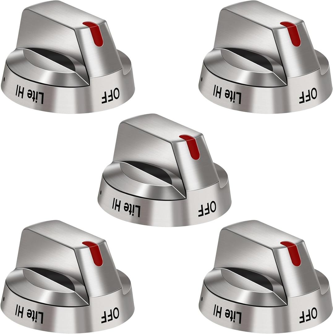 DG64-00473A Top Burner Control Dial Knob Range Oven Replacement Compatible with Samsung Range Oven Gas Stove Knob NX58F5700WS NX58H5600SS NX58H5650WS NX58J7750SS NX58M6850SS 5pcs
