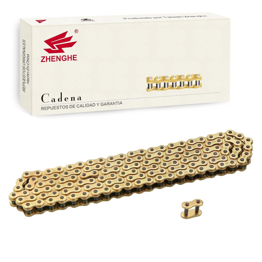 420H Motorcycle Chain 132 Links with 2 Connecting Master Link Heavy Duty Gold Chain for Mini Trail Bike Dirt Bike Go Kart Parts