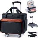 AMOIGEE Rolling Craft Bag with Wheels, 360 Swivel Rolling Scrapbook Organizer for Cricut, Paper Crafts, Classroom Supplies, Large Teacher Tote with Detachable Trolley for Men, Women (Black)