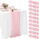 10 Pack Light Pink Cheesecloth Table Runner 6FT Boho Gauze Fabric Table Runner Vintage Rustic Sheer Runners for Wedding Party Bridal Baby Shower Long Table Decorations