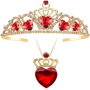 Descendant 4 Crown Red Crown with Hearts Descendant 4 Rise of Red Costume Jewelry Set Evie Costume for Halloween