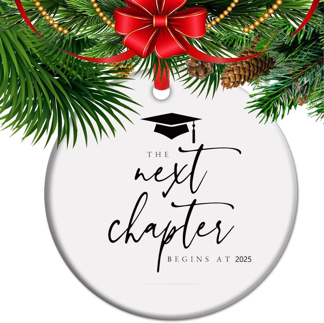 The Next Chapter Begins at 2025 - Congratulations Graduation Ornament, Graduation Gift for High School College Graduate Keepsakes (C17)