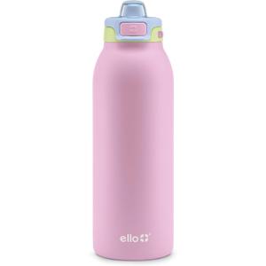 Ello Pop & Fill 40oz Stainless Steel Water Bottle with Quick Fill Technology, Double Walled and Vacuum Insulated Metal, Leak Proof Locking Lid, Sip and Chug, Reusable, BPA Free, Rosy Skyline