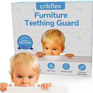 cribflex Crib Rail Covers for Teething Furniture Edge Protector for Baby - Plastic Crib Protector from Chewing - CPC Certified, CPSC Tested, LFGB Food Grade - Silicone Like TPE - Patent Pending