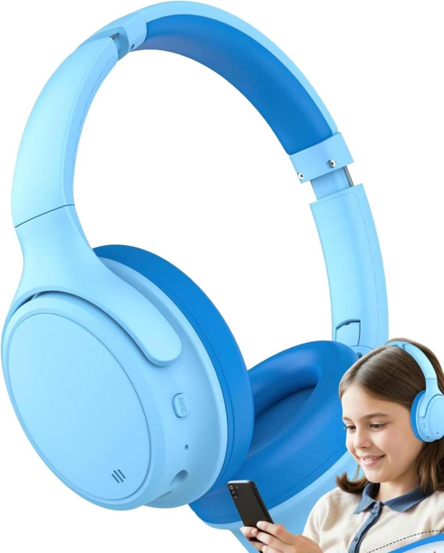 INFURTURE Active Noise Cancelling Headphones, Kids Bluetooth Headphones Wireless Over Ear Headphone, 85/94dB Volume Limited, 50H ANC & 90H Normal Playtime,for Airplane/Train/Auto/idea Gift