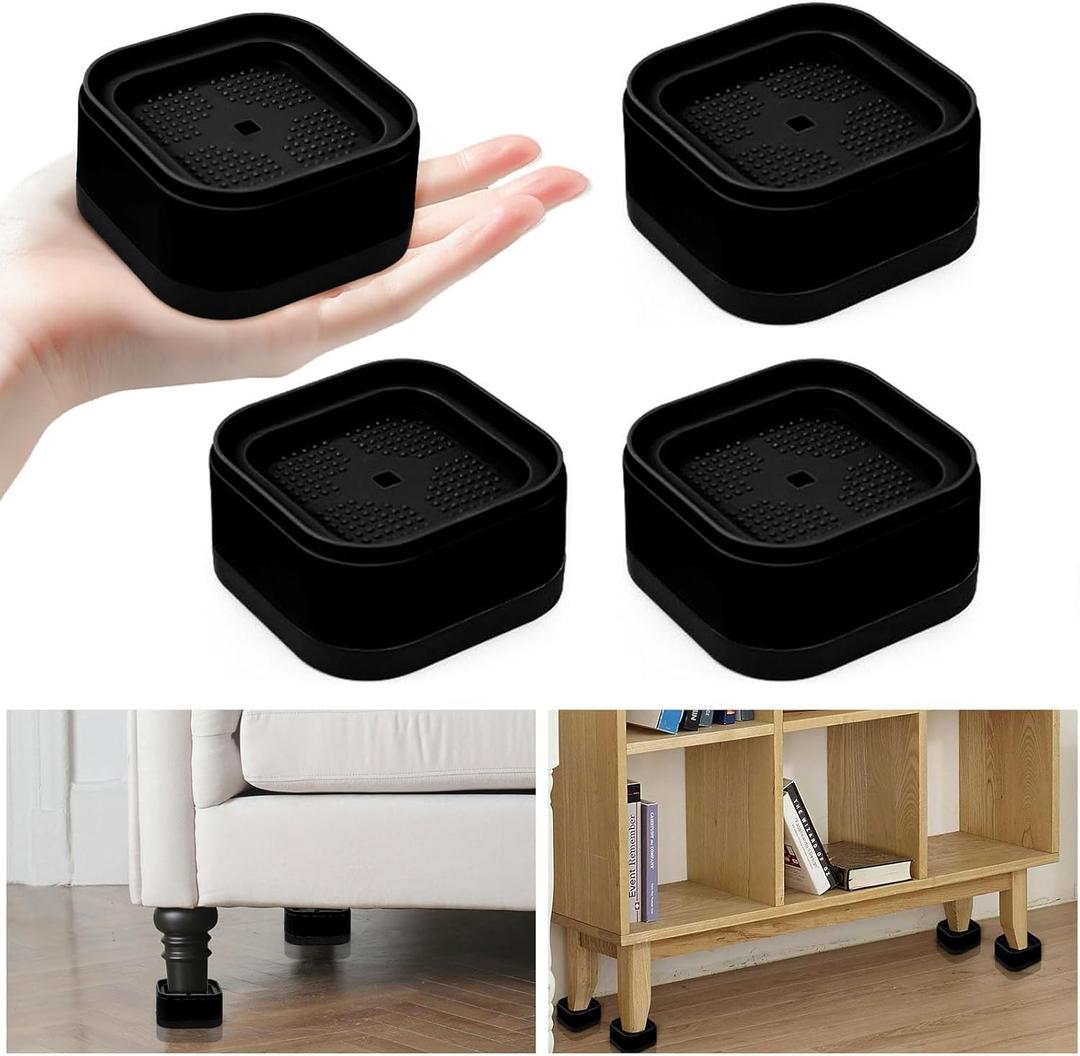 12 Pack Furniture Risers, Adjustable Bed Risers Heavy Duty Stackable Bed Raisers for Table Desk Couch Chair Sofa Cabinet Bed Legs Lift Height 1" (12, Black-2)