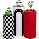 Tranqun 3 Pack Racing Car Theme Spandex Cylinder Stand Covers High Elasticity for Racing Car Theme Birthday Party Decorations Boys Baby Shower Festa Parties Cake Desserts Tablecloth