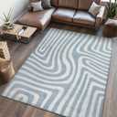 JONATHAN Y Machine Washable Blue/Cream Indoor Area Rug 3X5 ft, Maze Abstract Two-Tone Low-Pile for Living Room, Bedroom, Kitchen, Office, Easy-Cleaning, Pet-Friendly, Non-Shedding WSH309A-3, 2'11" x 5'