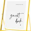 Calculs 'Please Sign' Clear Glass Gold Sign Holder, 8x10in Gold Glass Picture Frames Menu Holder for Wedding Party Table Sign