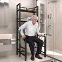 Toilet Safety Rail with Storage, Adjustable Toilet Handles for Elderly & Seniors, Handicap Bathroom Accessories, Easy Installation Bathroom Toilet Grab Bar Fit Any Toilets