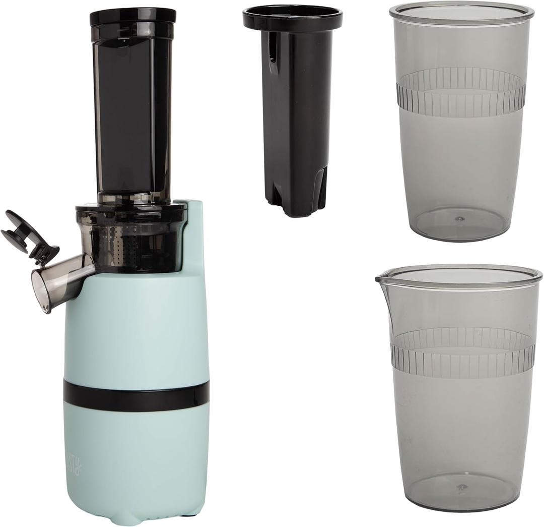 Tasty Slow Juicer, Compact Masticating Juicer with Pulp Separation, Maximum Juice Yield for Fresh, Nutrient-Rich Drinks, Easy Clean-Up & Compact Design, Aqua