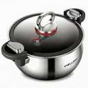 WELLOXY Stainless Steel Stock Pot with Tight-Fitting Lid for Faster Cooking - 7.5 Qt Heavy-Duty Stew Pots for Soup Pasta Gumbo with Stay-Cool Handles, Non-toxic Healthy Cookware, Induction Compatible