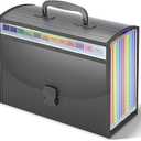 13 Pockets File Organizer with Handle,Accordion File Folders,Portable Expanding Document Bill Receipt Organizer,A4/Letter Size,Monthly Tabs Included,Perfect Portable Filing Cabinet