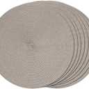 FunWheat Round Braided Placemats Set of 8 Table Mats for Dining Tables Woven Washable Non-Slip Place Mats 15 inch(Taupe, 8pcs)