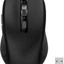 Wireless Mouse with Side Buttons for Laptop, PC, Chromebook, Mac, MacBook, Silent Mouse with USB Nano Receiver, 1000/1600/2400 DPI, Anti Slip Roller, 6-Button Ergonomic design No Light Design- Black