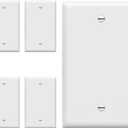 ENERLITES Blank Wall Plate Cover, Gloss Finish, Standard Size 1-Gang 4.50" x 2.76", Polycarbonate Thermoplastic, Electrical Covers for Unused Outlets/Switches, 8801-W-5PCS, White 5 Pack