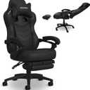 RESPAWN 110 Pro Ergonomic Gaming Chair with Footrest for Adults - Comfortable Office Gaming Recliner with Lumbar Support and Headrest, Racing Style Video Game Chairs for Computer Gamer - Black