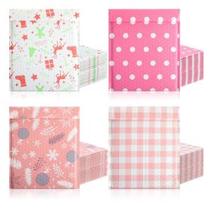 100 Pack Christmas Poly Bubble Mailers 8.3 x 9.3 Inch Christmas Padded Envelopes Self Seal Adhesive Shipping Bags Postal Bags for Xmas Gift Giving Small Business Mailing Packaging(Lovely)