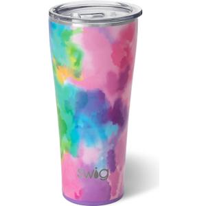 Swig Life 32oz Insulated Tumbler, Travel Coffee Tumbler with Lid, Cup Holder Friendly Travel Coffee Mug, Stainless Steel with Lid (Cloud Nine)