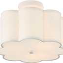 13.3"Semi Flush Mount Ceiling Light Fixture, 3-Light Modern Close to Ceiling Light With Fabric Flower-Shaped Shade, Light Fixtures Ceiling Mount for Bedroom Nursery Kids Room Living Room(White)