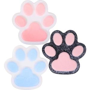 3pcs Big 5.5in Thin Squishy Cat Paw Squeeze Toys,Cute Kawaii Squishies,Cat Paw Fur Ball,Jelly Kitty Paw Squishy Funny for Adults Kids (3pcs Black+Pink+Blue Big 5.5in Thin)