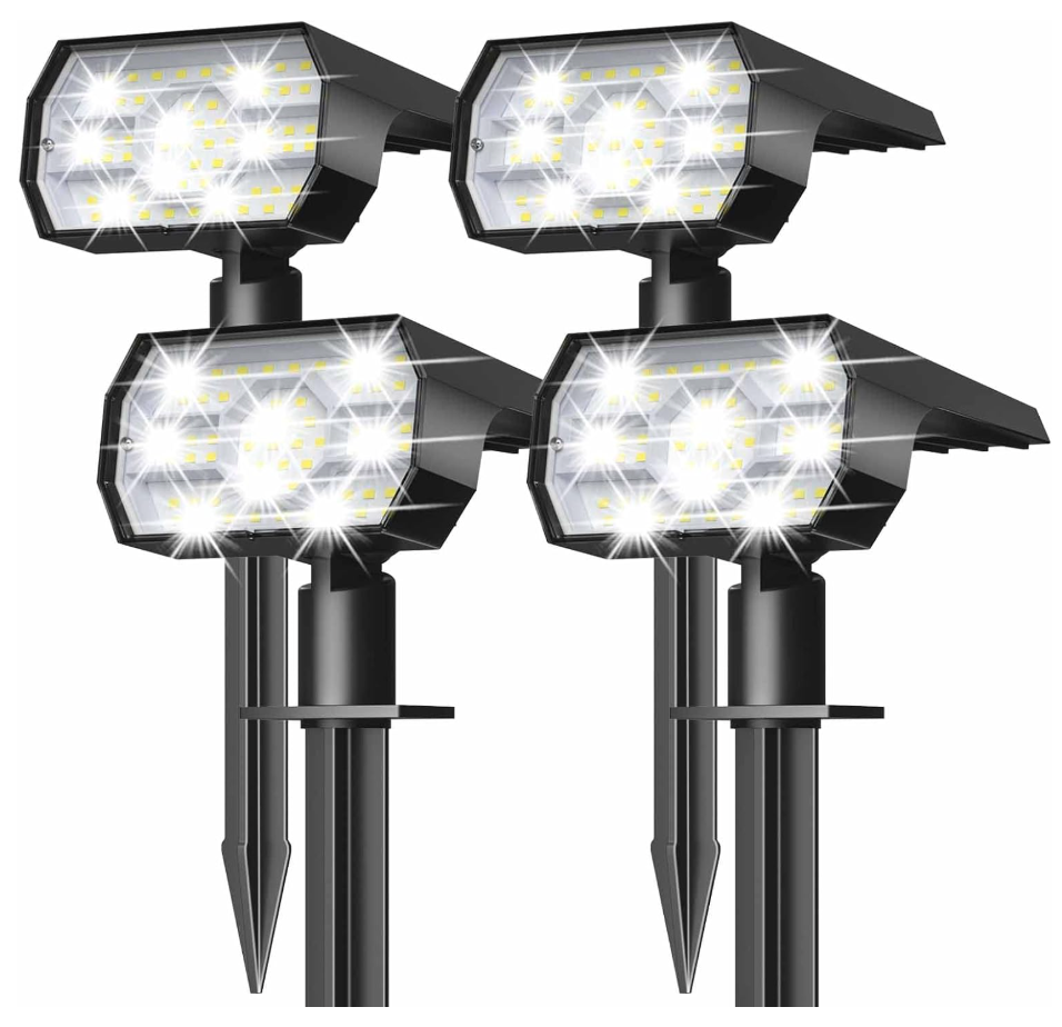 NYMPHY Solar Lights Outdoor Waterproof IP68, 56 LED 3 Lighting Modes Solar Powered Garden Yard Spot Solar Lights for Outside Landscape- 2 Pack (Cool White)