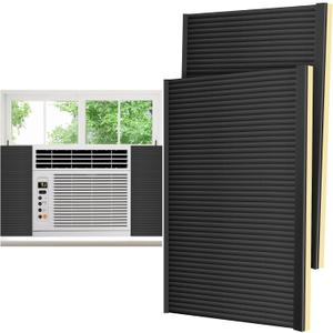 Window Air Conditioner Foam Insulation Side Panels, AC Side Panels Insulation Kit with 4 U Shape Frames and 4 Adhesive Tapes Insulates Winter Cold and Summer Heat, 17" H x 11" W x 7/8" T, 2 Pack,Black (Extra Width-17" H x 11" W x 7/8" T)