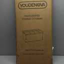 YOUDENOVA Folding Storage Ottoman, Faux Leather Ottoman Bench Footrest Ottoman, Storage Chest Padded Seat for Bedroom and Living Room, Brown, 15" D x 30" W x 15" H