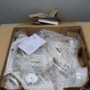 Wood Beaded Chandelier 5 Lights Boho Candle French Country Farmhouse Chandelier Bohemia Pendant Light for Living Room Dining Room Kitchen Foyer, Distressed White, Dia 26