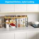Golener Countertop Organizer Corner Shelf, 2-Tier Adjustable Stackable Corner Shelves for Kitchen, Spice Rack, Coffee Area, Over Sink, Bathroom, Dresser Table, Corner Counter Shelf Stand, Bamboo