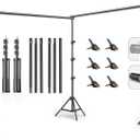 10x20FT Backdrop Support Stand for PhotographyAdjustable Width & Length Backdrop Stand Background Support System Kit for Photo Video Studio Shooting, Party, Outdoor, Wedding