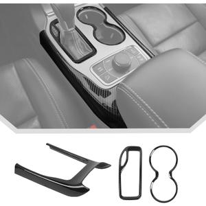 JeCar 3pcs Carbon Fiber Interior Center Console Trim Kit for 2016-2020 Jeep Grand Cherokee