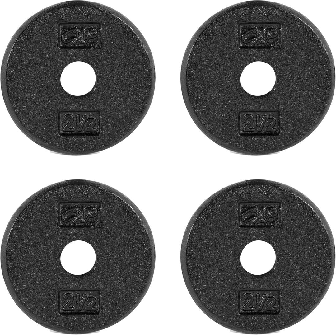 CAP Barbell Cast Iron Standard 1-Inch Weight Plate Set – Barbell Weights for Home Gym, Strength Training, and Weightlifting, 2.5 lb Set of 4, Black