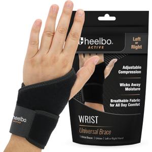 Heelbo Active Universal Support Wrist Compression Brace | Carpal Tunnel Wrist Brace Night Support | Unisex| Left Hand & Right hand for Pain Relief & Injury Recovery