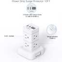 One Beat Tower Surge Protector Power Strip 10 ft,Long Flat Extension Cord with Multiple Outlets,8 AC Outlets with 4 USB Ports,Desktop Charging Station for Multiple Devices,for Home Office College Dorm