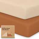 KeaBabies 2-Pack Organic Crib Sheets for Boys, Girls - 52x28 Fitted Crib Mattress Sheet Neutral, Breathable Jersey Cotton Cover for Baby Bed, Toddler Mattress, Soft & Cute Prints (Rust)